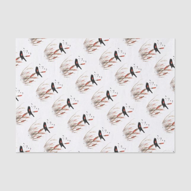 Roter Wing Blackbird Natur Kunst Seidenpapier (Vorderseite)