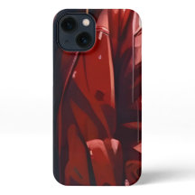 Roter Wintermantel iPhone 13 Slim Fit Case, glänze