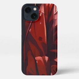 Roter Wintermantel iPhone 13 Slim Fit Case, glänze iPhone Hülle