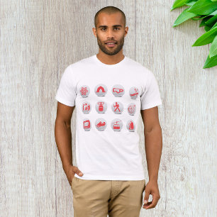 Roter Wintersport- und Camping-Icon T-Shirt