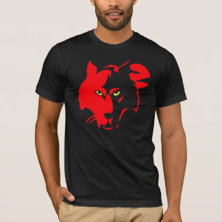 Roter Wolf auf schwarzem T-Shirt