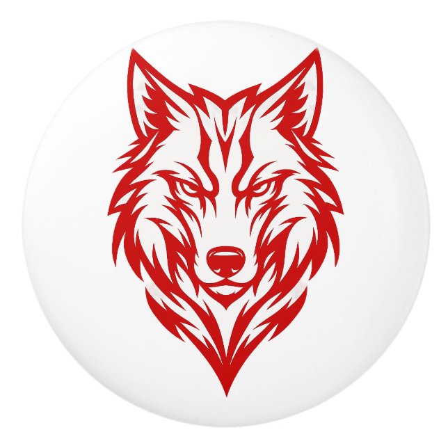 Roter Wolf Keramikknauf (Vorderseite)