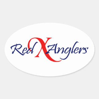 Roter X-Angler Oval Aufkleber