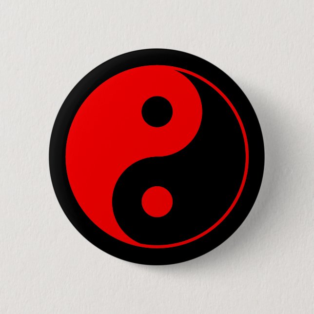 Roter Yin Yang Symbol-Knopf Button (Vorderseite)