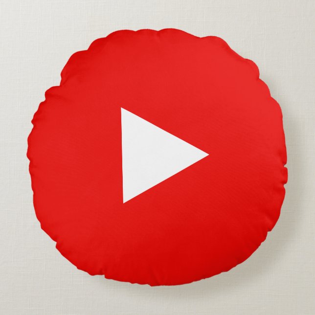 Roter YouTube-Spiel-Knopf Rundes Kissen (Vorderseite)
