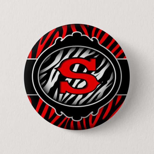 Roter Zebra-Anfangsbuchstabe S Button (Vorderseite)