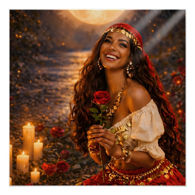 roter Zigeunerposter (glänzend) || Gitana-Kunst  Poster (Vorderseite)