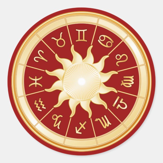 Roter Zodiac-Radaufkleber Runder Aufkleber (Vorderseite)
