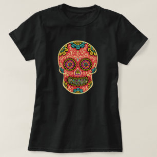 Roter Zuckerschädel-T - Shirt