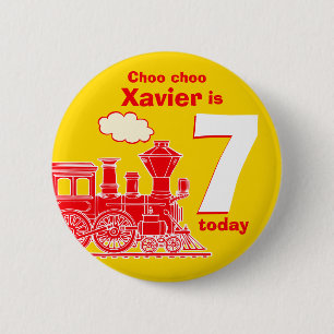Roter Zug Geburtsname und altersgelbes Abzeichen Button