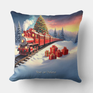 Roter Zug Weihnachtsbaum Feiertags-Wurfkissen Kissen