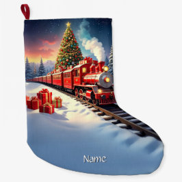 Roter Zug Weihnachtsbaum Feiertagsstrumpf Großer Weihnachtsstrumpf