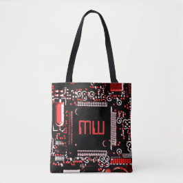 Rotes 2-Monogramm auf der gesamten Tasche, rot hin Tasche