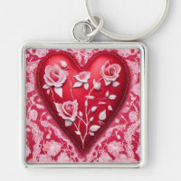 Rotes 3D-Herz-Rose Blumenmuster