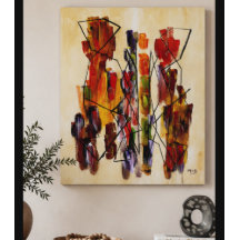 Rotes abstraktes ethnisches Paar Beige-Leinwanddru