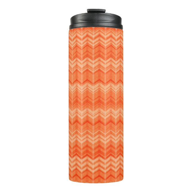 Rotes abstraktes Zickzacktextilmuster Thermosbecher (Vorderseite)