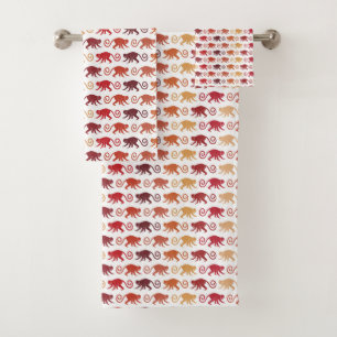 Rotes Affe-Muster Badhandtuch Set