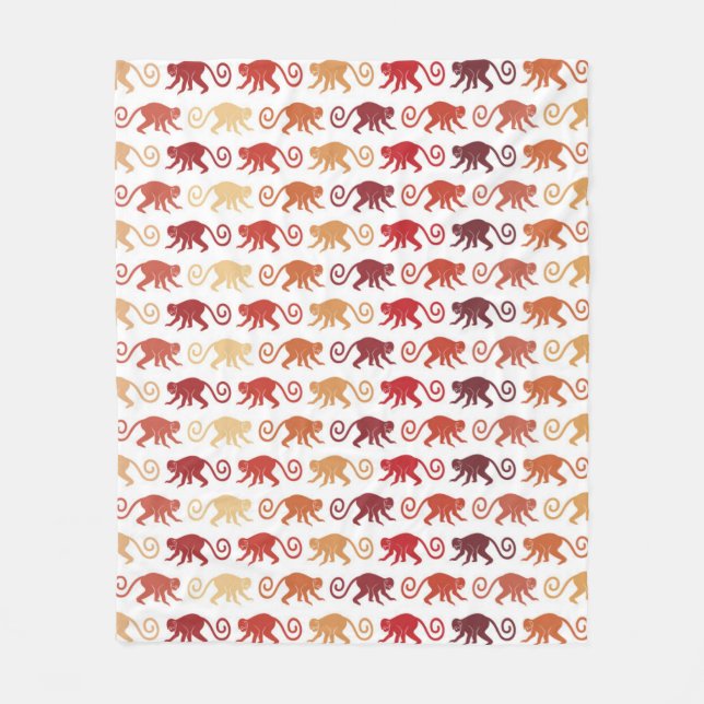 Rotes Affe-Muster Fleecedecke (Vorderseite)