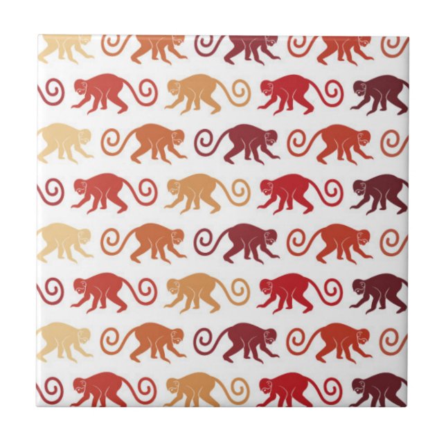 Rotes Affe-Muster Fliese (Vorderseite)
