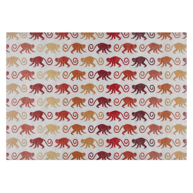 Rotes Affe-Muster Schneidebrett (Vorderseite)
