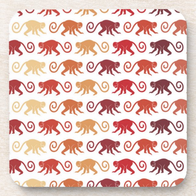 Rotes Affe-Muster Untersetzer (Vorderseite)