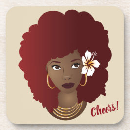 Rotes Afro Blume in ihrem Haar, Untersetzer Set vo