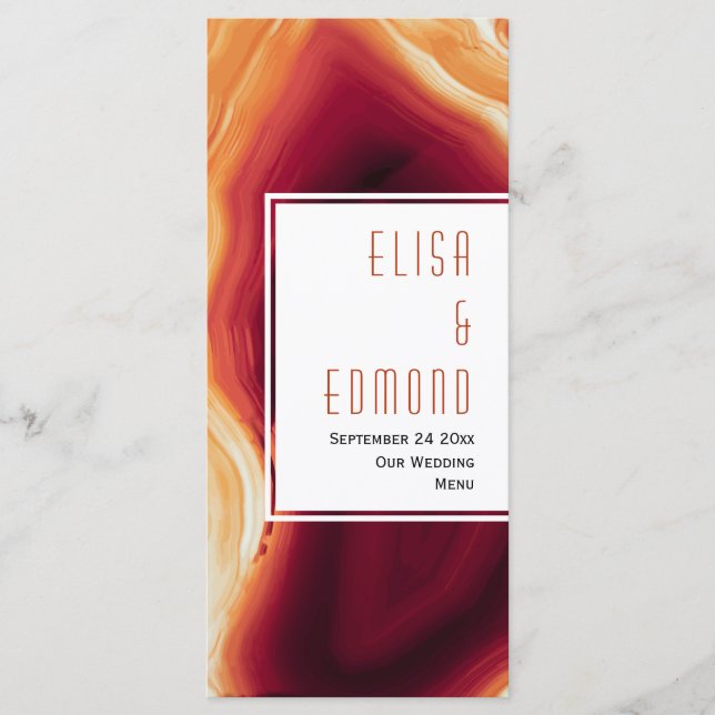 Rotes Agaate-Scheiben-Eode-Karte Menükarte (Vorderseite)