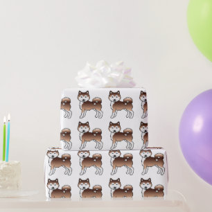 Rotes Alaskan Malamute Süßes Hundemuster Geschenkpapier