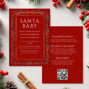 Rotes All-in-One-Santa-Baby-Weihnachts-Baby-Shower Einladung