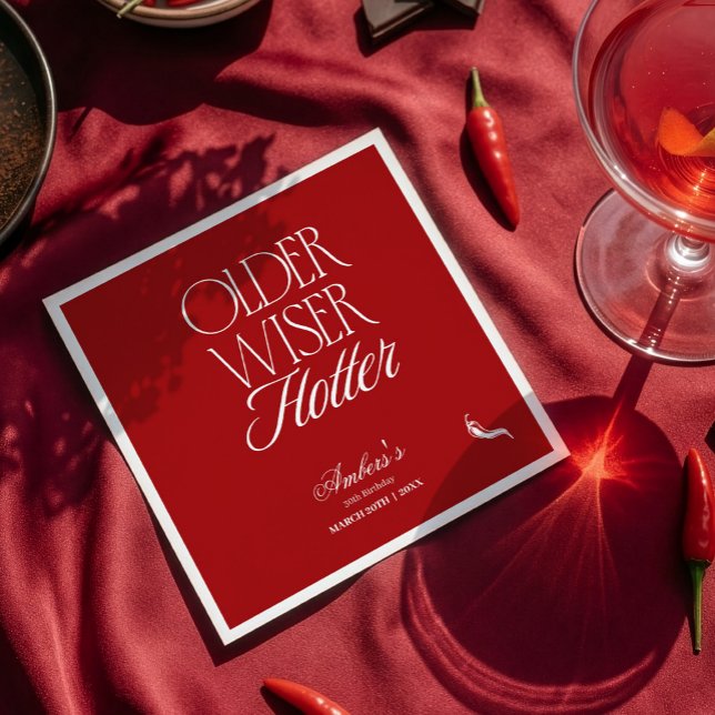 Rotes Älter Weiser Heißeres Geburtstag Serviette (Von Creator hochgeladen)