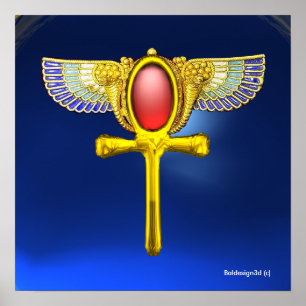ROTES AMULETT/ÄGYPTISCHER GEFLÜGELTER ANKH,FÜLLEHO POSTER