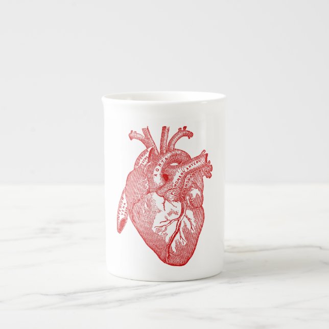 Rotes anatomisches Herz Prozellantasse (Vorderseite)