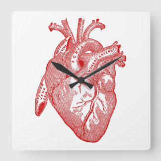 Rotes anatomisches Herz Quadratische Wanduhr