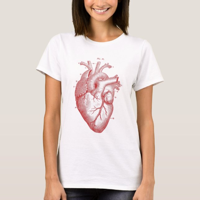 Rotes anatomisches Herz T-Shirt (Vorderseite)
