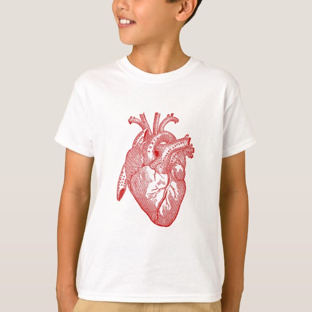 Rotes anatomisches Herz T-Shirt (Vorderseite)