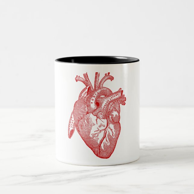 Rotes anatomisches Herz Zweifarbige Tasse (Mittel)