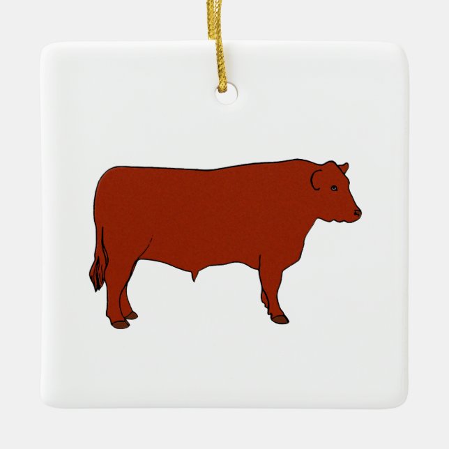 Rotes Angus Stier Keramikornament (Vorderseite)