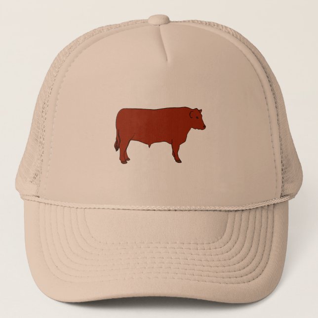 Rotes Angus Stier Truckerkappe (Vorderseite)