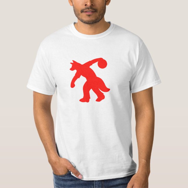 Rotes anthropomorphes Hunde- Bowlings-Shirt 0001 T-Shirt (Vorderseite)