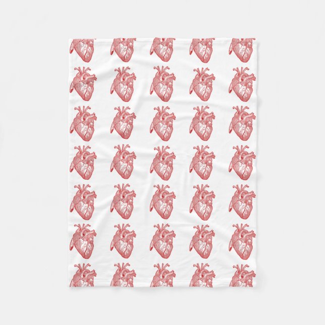 Rotes antikes anatomisches Herz Fleecedecke (Vorderseite)