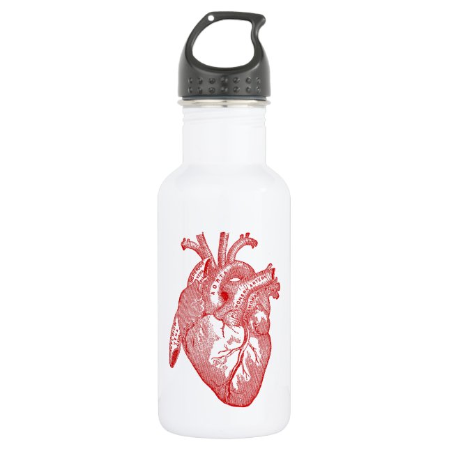 Rotes antikes anatomisches Herz Trinkflasche (Vorderseite)