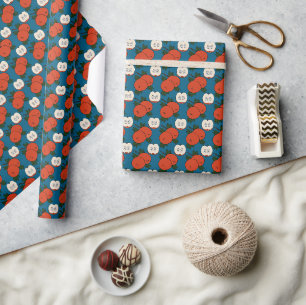 Rotes Apfel Blau Geschenkpapier