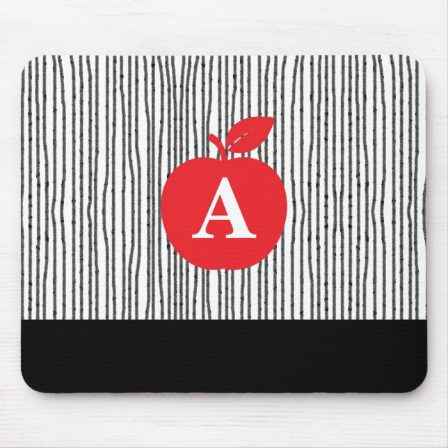 Rotes Apfel-Monogramm Mousepad (Vorne)