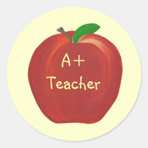 Rotes Apple, A+ Lehreraufkleber Runder Aufkleber