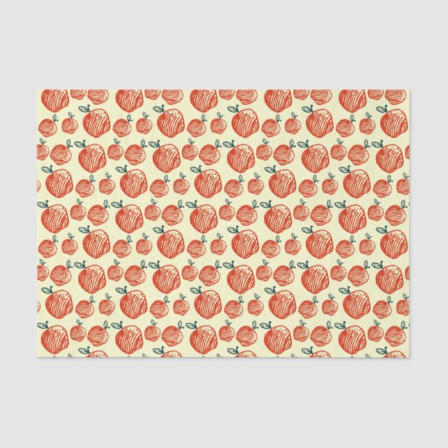 Rotes Apple kritzeln Muster Seidenpapier (Vorderseite)