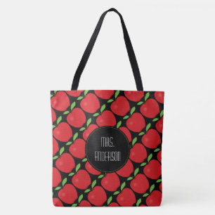 Rotes Apple-Muster, personalisierter Lehrer Tasche