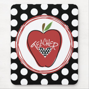 Rotes Apple u. Tupfen-Lehrer Mousepad