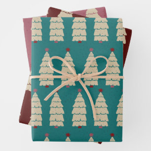 Rotes Aquamarines Rosa Elegantes Weihnachtsfest Geschenkpapier Set