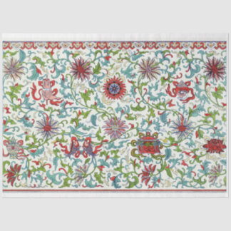 Rotes, aquamarines und lila Blumendekutangewebe Seidenpapier