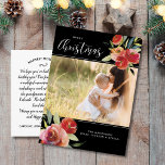 Rotes Aquarell Blütenwein Weihnachten Foto Postkarte<br><div class="desc">Feiern Sie die Saison mit dieser wunderschönen Postkarte mit Ihrem vertikalen Foto, umgeben von einem herrlichen roten Aquarellblumen-Design "Frohe Weihnachten" in einem Schriftzeichen Kalligraphie-Text. Fügen Sie der Rückseite eine typisierte Notiz/einen benutzerdefinierten Brief hinzu, oder löschen Sie, falls gewünscht, die typisierte Notiz und schreiben Sie jede Postkarte einzeln per Hand. Fügen...</div>